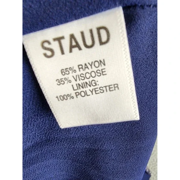 STAUD Bellamy Printed Lace-up Maxi Dress Women's L Navy Calico Sleeveless Slit~ - Picture 9 of 13